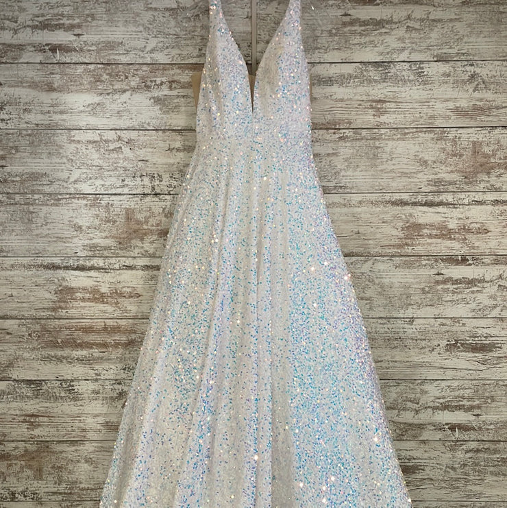 WHITE SEQUIN PRINCESS GOWN