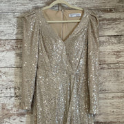 GOLD LONG SLEEVE LONG DRESS