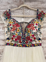 IVORY/COLORFUL A LINE GOWN