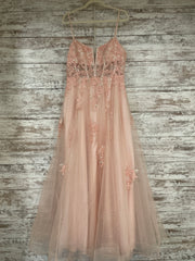 PINK SPARKLY A LINE GOWN