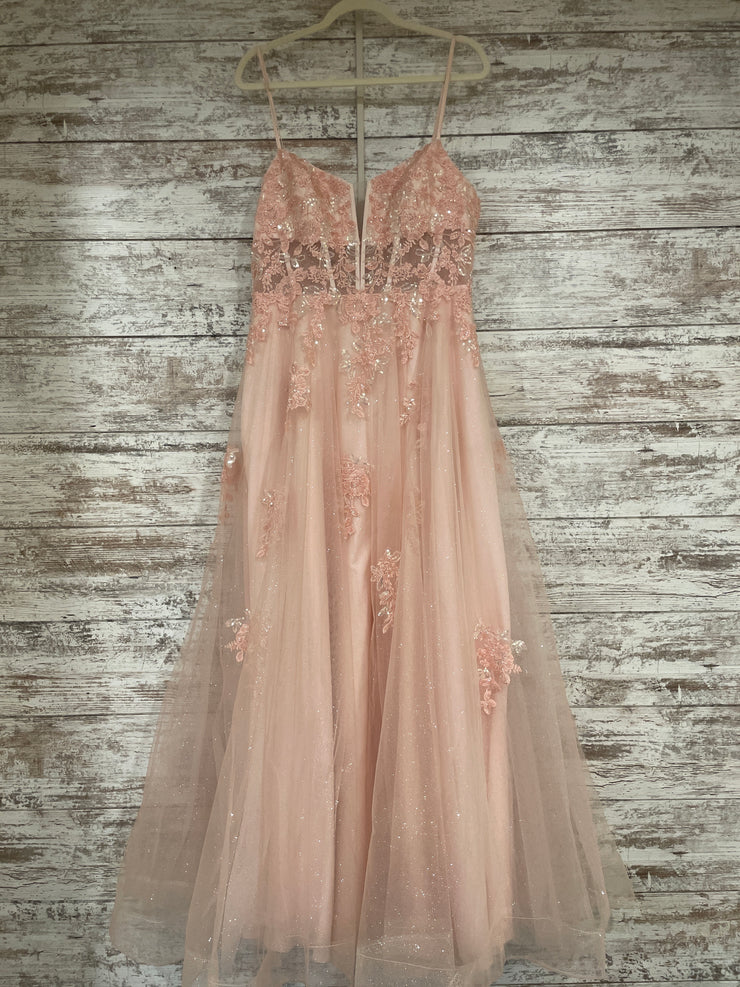 PINK SPARKLY A LINE GOWN