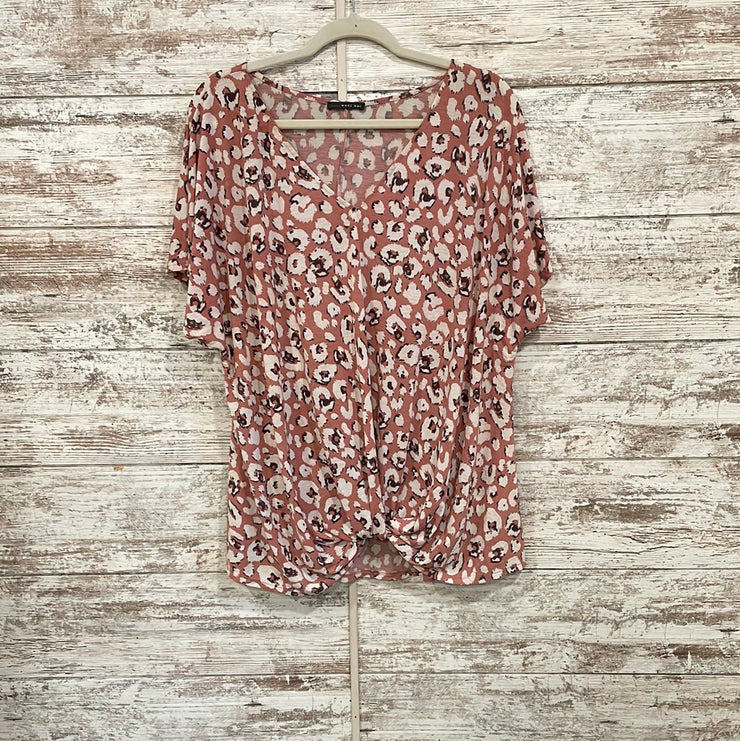 PINK/WHITE SHORT SLEEVE TOP