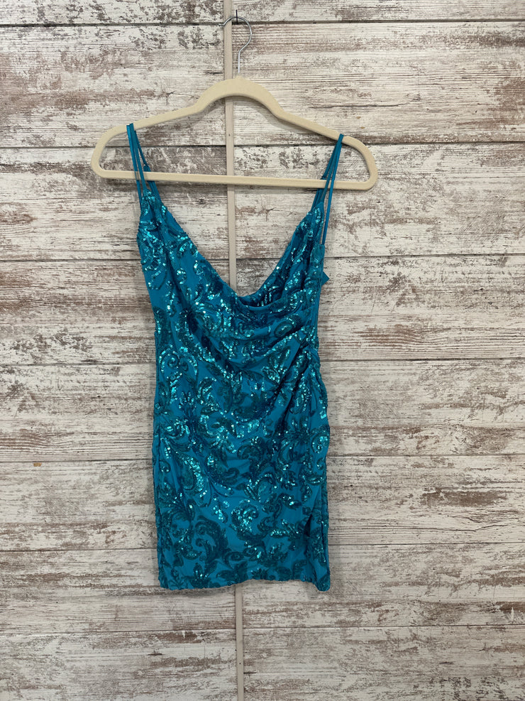 BLUE SPARKLY SHORT DRESS