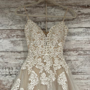 IVORY/NUDE FLORAL A LINE GOWN