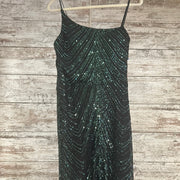 GREEN/BLACK SEQUIN LONG DRESS