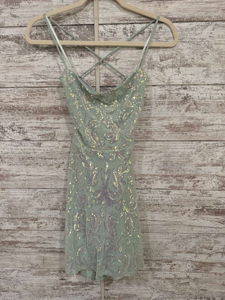 GREEN SPARKLY SHORT DRESS -NEW