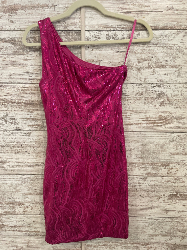 PINK ONE SHOULDER SHORT DRESS