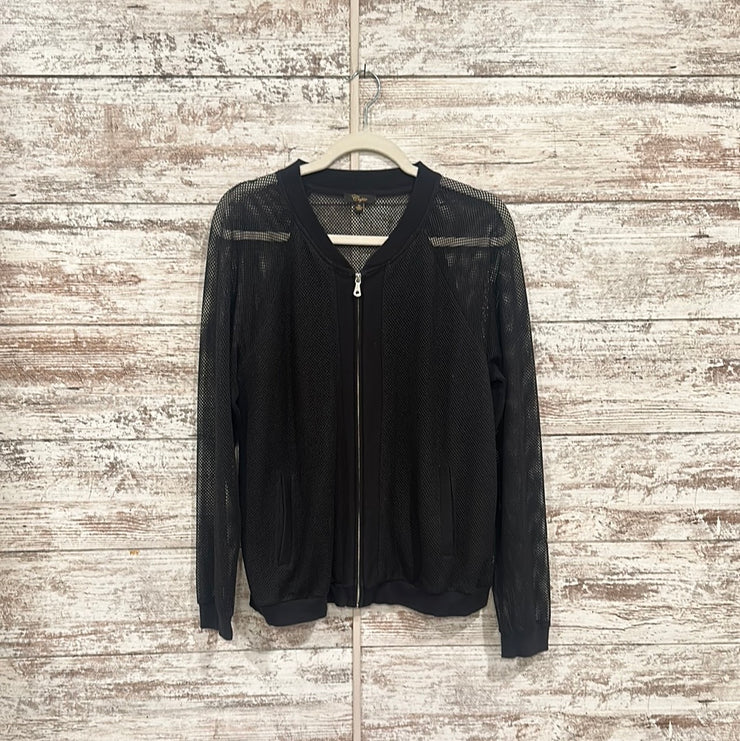 BLACK MESH ZIP UP JACKET