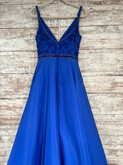 ROYAL BLUE A LINE GOWN