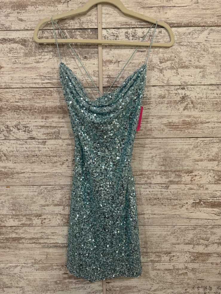 GREEN SPARKLY SHORT DRESS