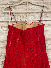 RED SPARKLY LACE MERMAID GOWN