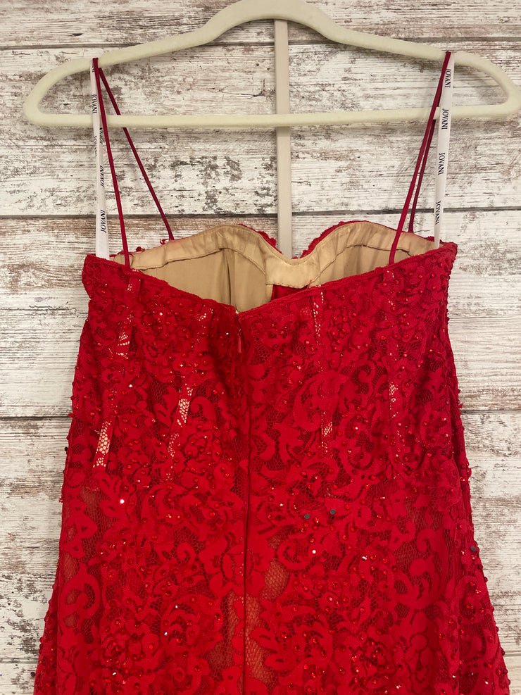 RED SPARKLY LACE MERMAID GOWN