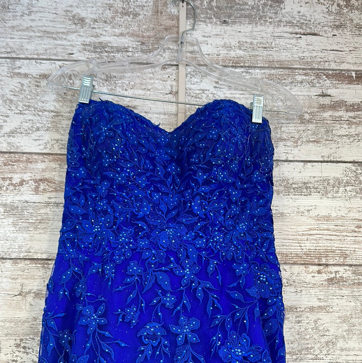 ROYAL BLUE/FLORAL MERMAID GOWN