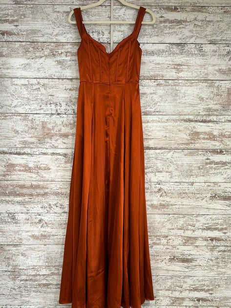 RUST COLORED A LINE GOWN – Savvy Seconds Boutique