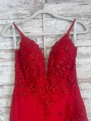 RED/FLORAL LONG EVENING GOWN