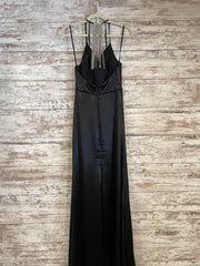 BLACK LONG DRESS W/BACK NECKLA