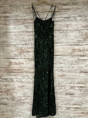 GREEN SPARKLY LONG DRESS