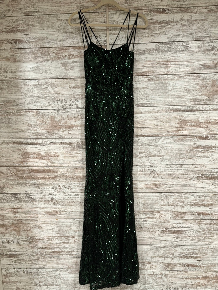 GREEN SPARKLY LONG DRESS