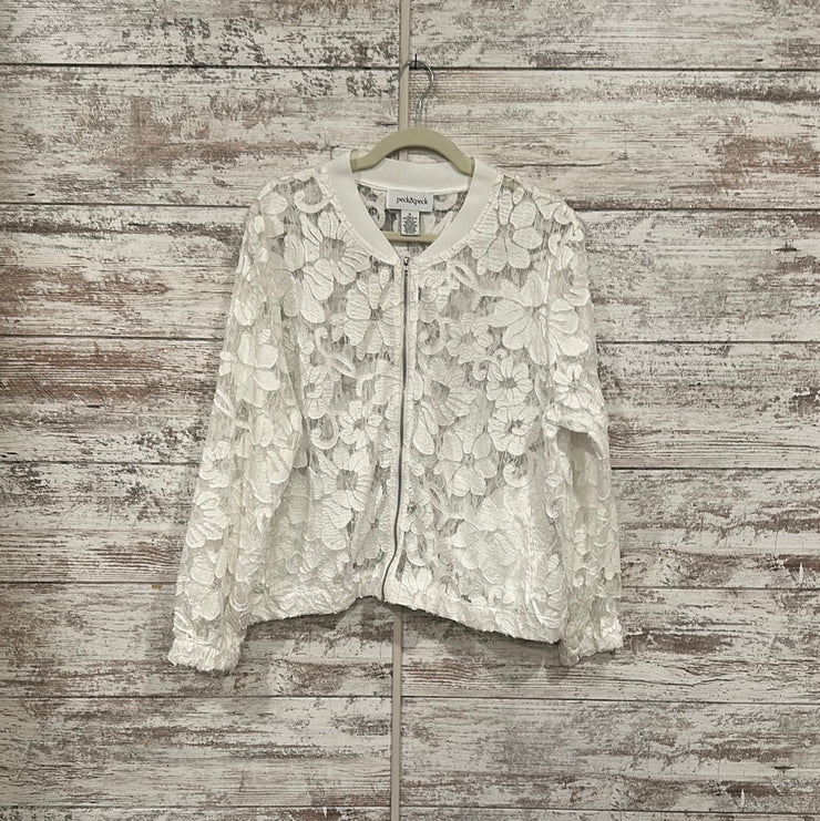 WHITE/FLORAL MESH JACKET