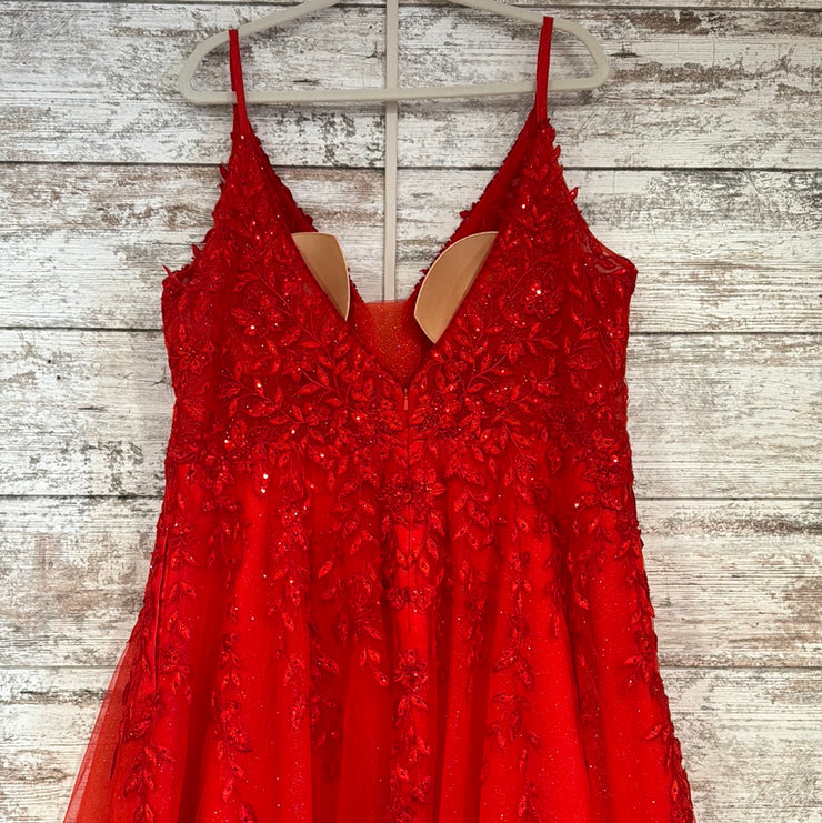 RED/FLORAL A LINE GOWN