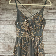 GRAY/GOLD SPARKLY A LINE GOWN