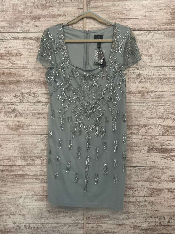 AQUA BEADED SHORT DRES-NEW$199