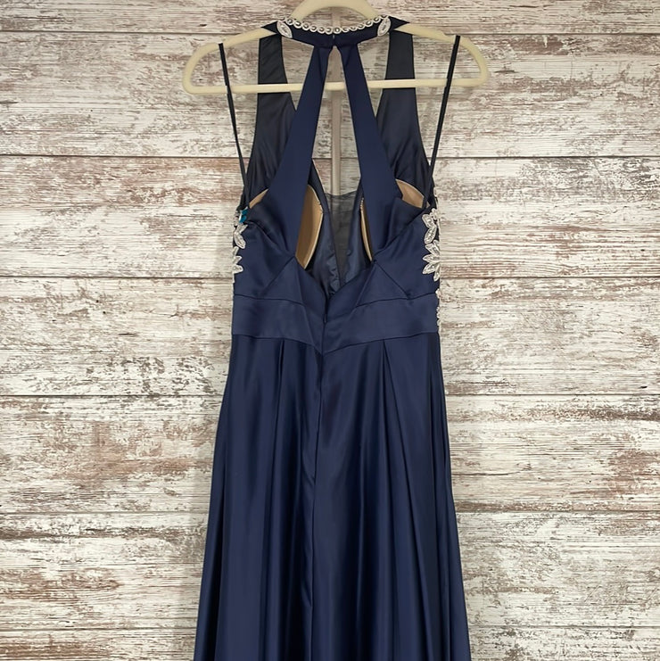 NAVY/WHITE A LINE GOWN