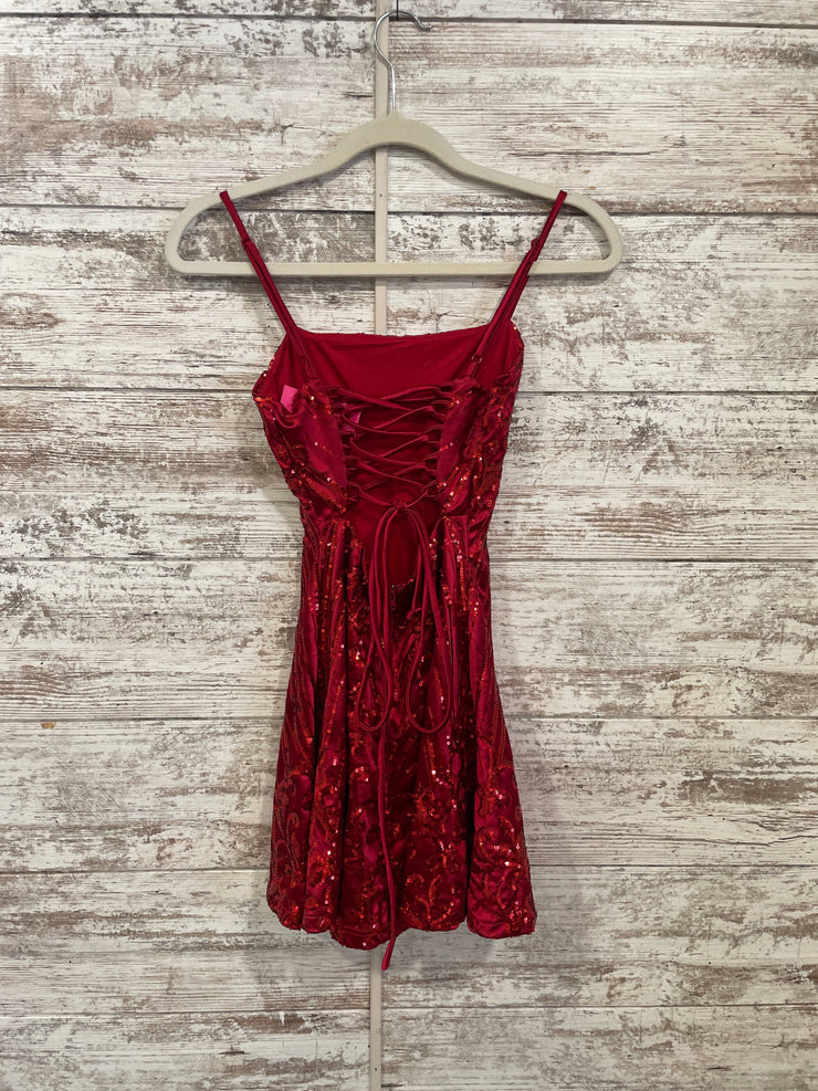 RED SPARKLY SHORT DRESS