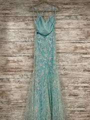 AQUA SPARKLY LONG MERMAID GOWN