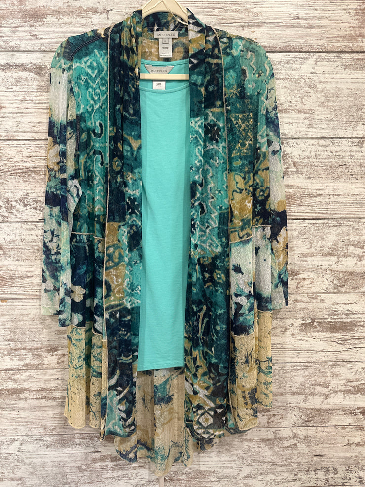 GREEN/COLORFUL TOP/CARDIGAN