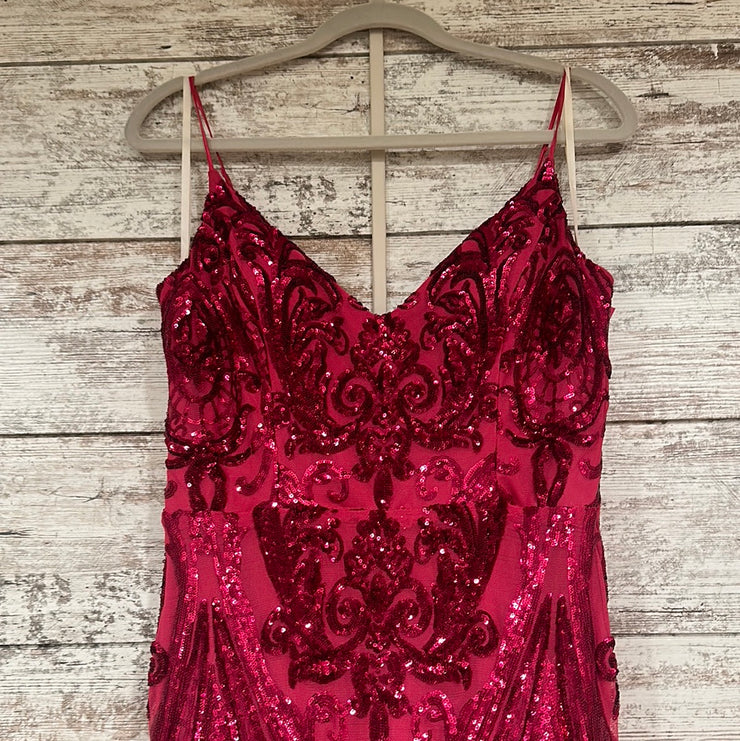 PINK SPARKLY LONG EVENING GOWN