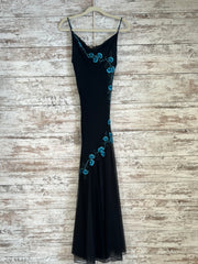 BLACK/TEAL FLORAL LONG DRESS