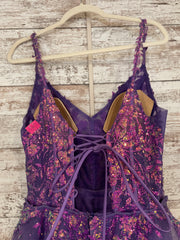 PURPLE SPARKLY A LINE GOWN