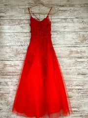 RED/FLORAL A LINE GOWN