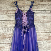 PURPLE/FLORAL A LINE GOWN