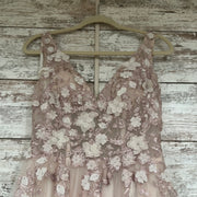 BLUSH/FLORAL A LINE GOWN