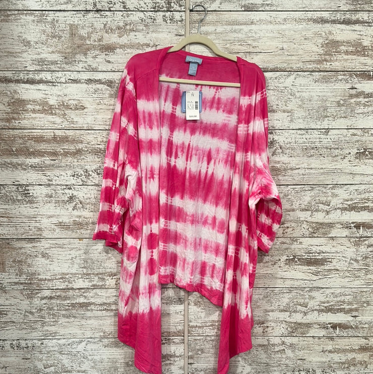 PINK/WHITE OPEN CARDIGAN-NEW