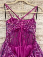PURPLE/FLORAL A LINE GOWN -NEW