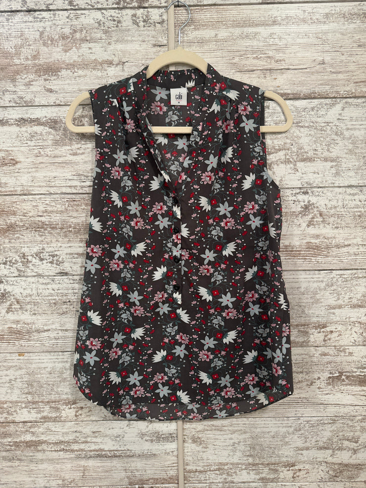 GRAY/FLORAL SLEEVELESS TOP $89