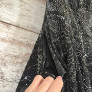 BLACK SPARKLY A LINE GOWN