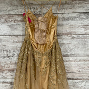 GOLD SPARKLY A LINE GOWN