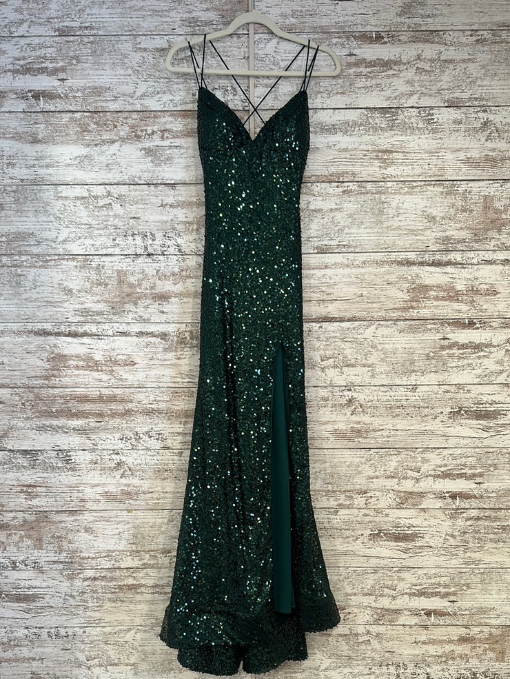 GREEN SEQUIN LONG DRESS