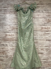 GREEN/FLORAL LONG DRES-NEW$790