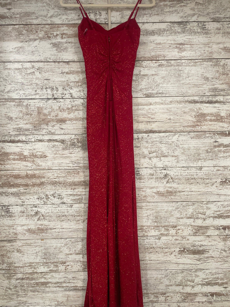 RED SPARKLY LONG EVENING GOWN