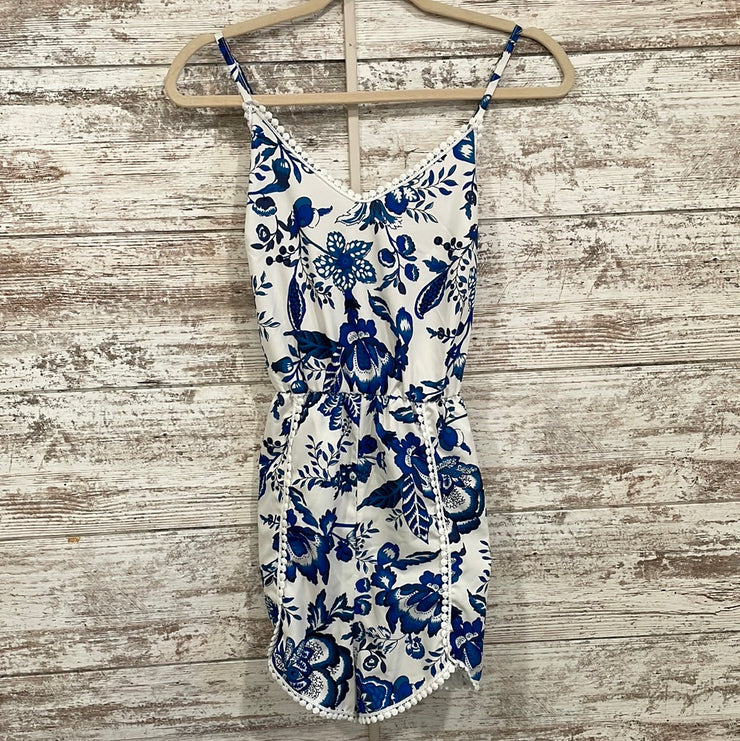 WHITE/BLUE ROMPER