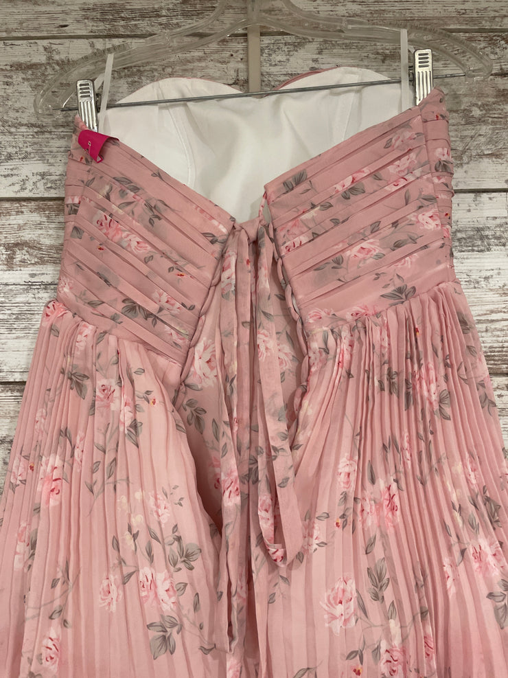 PINK/FLORAL PLEATED A LINE-NEW