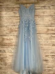 BLUE/FLORAL A LINE GOWN