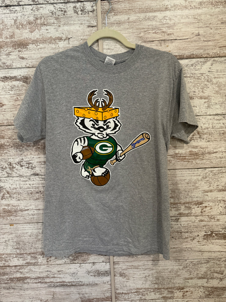 GRAY WISCONSIN SPORTS T SHIRT