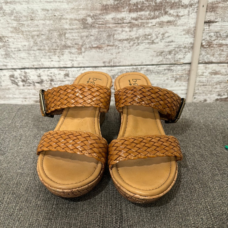 TAN WEDGE SANDALS $100
