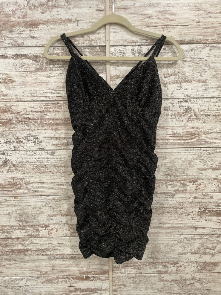 BLACK METALLIC SHORT DRESS